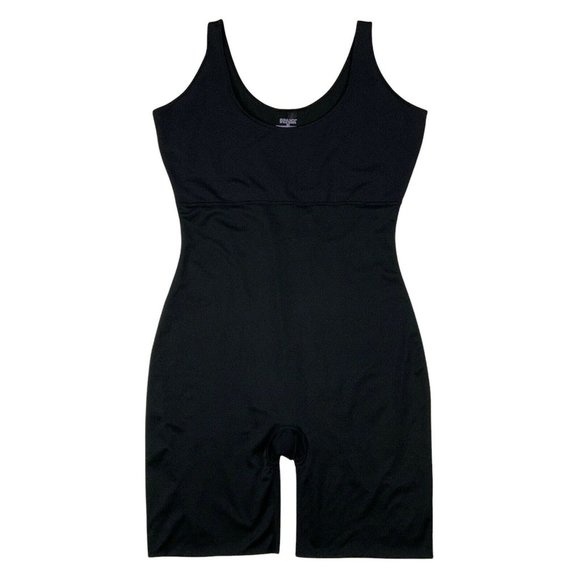 Spanx By Sara Blakely Romper Shapewear Plus 1X Black Sleeveless Scoop Mid Thigh - Picture 1 of 12